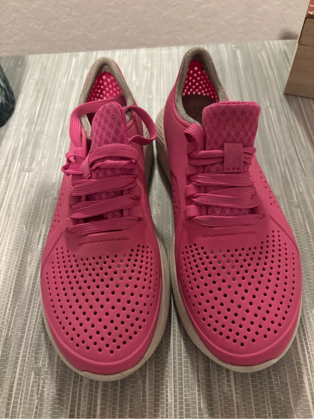 CROCS Lightweight Breathable Pink Lace-Up Sneakers
